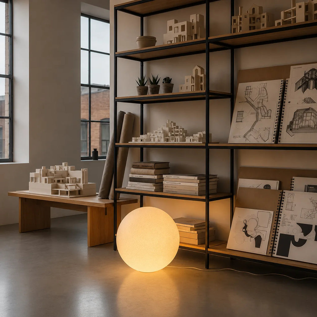Rafael Modern Textured Resin Globe Floor Lamp