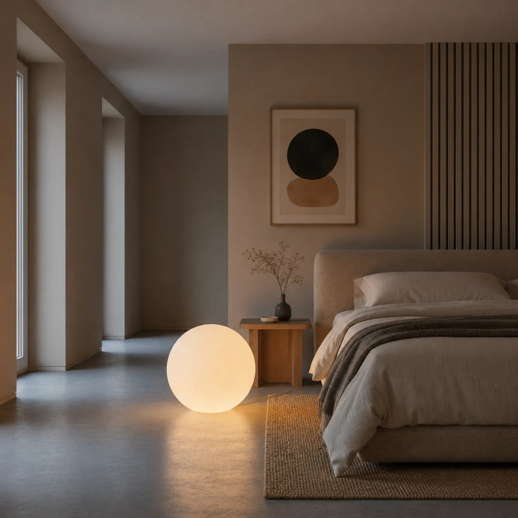 Rafael Modern Textured Resin Globe Floor Lamp
