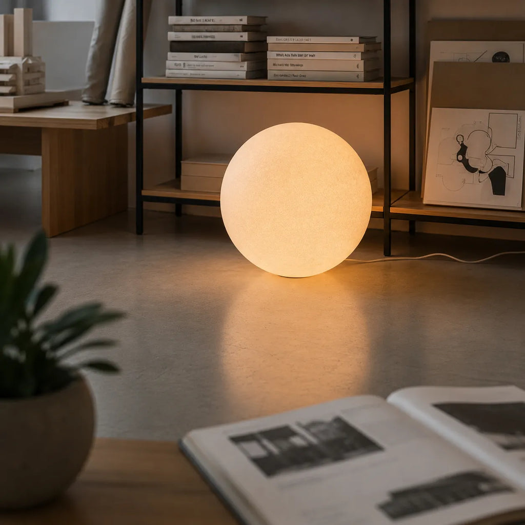 Rafael Modern Textured Resin Globe Floor Lamp