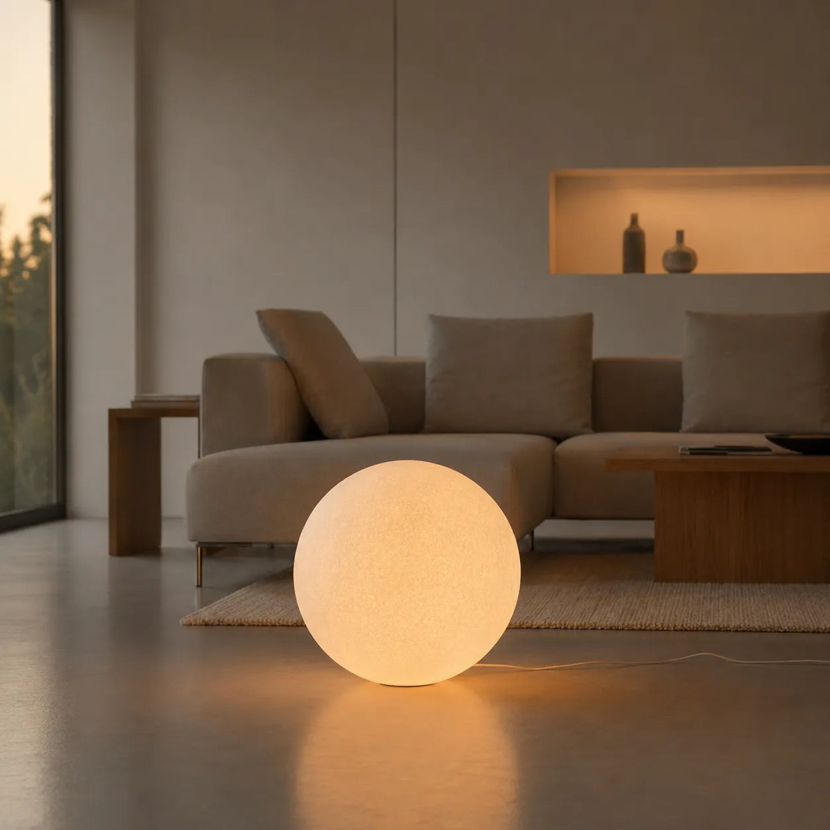 Rafael Modern Textured Resin Globe Floor Lamp