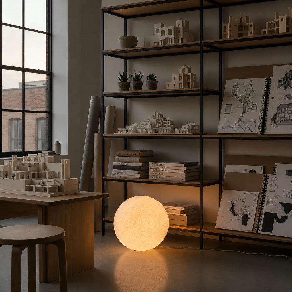 Rafael Modern Textured Resin Globe Floor Lamp