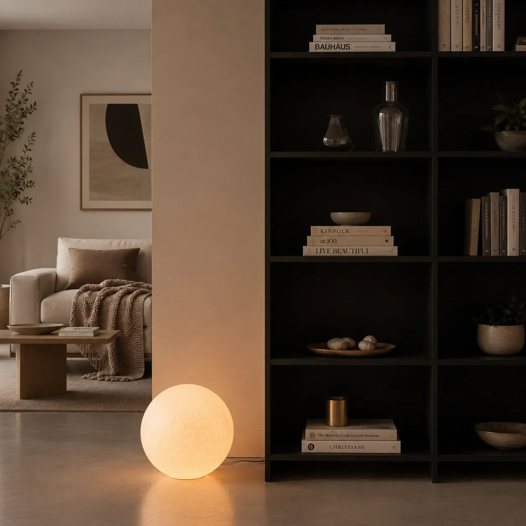 Rafael Modern Textured Resin Globe Floor Lamp