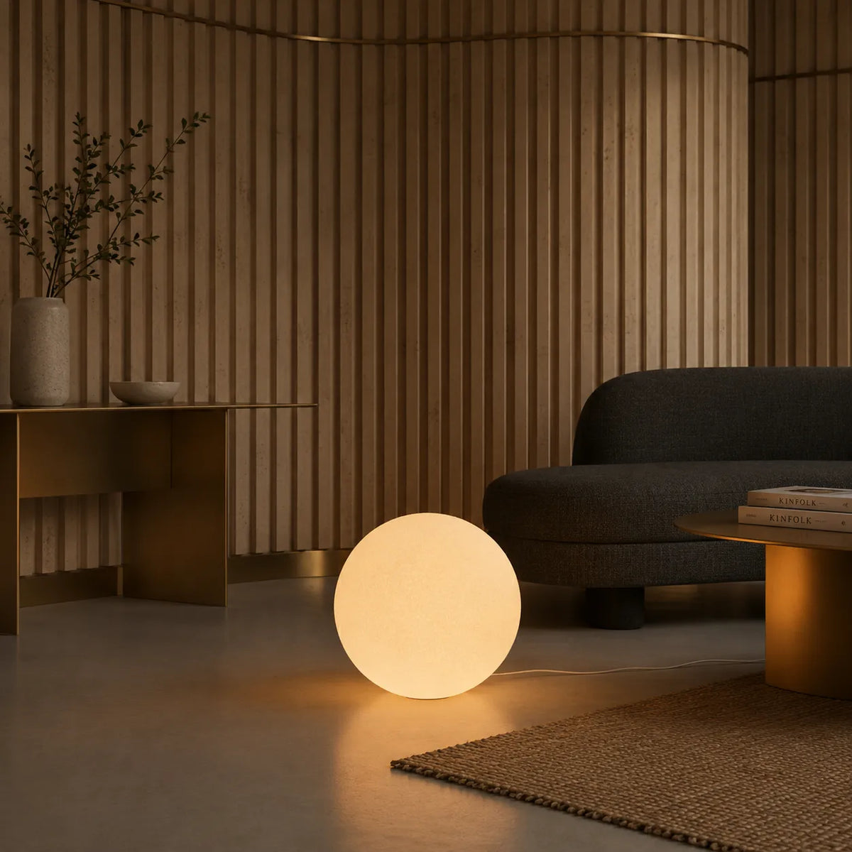 Rafael Modern Textured Resin Globe Floor Lamp