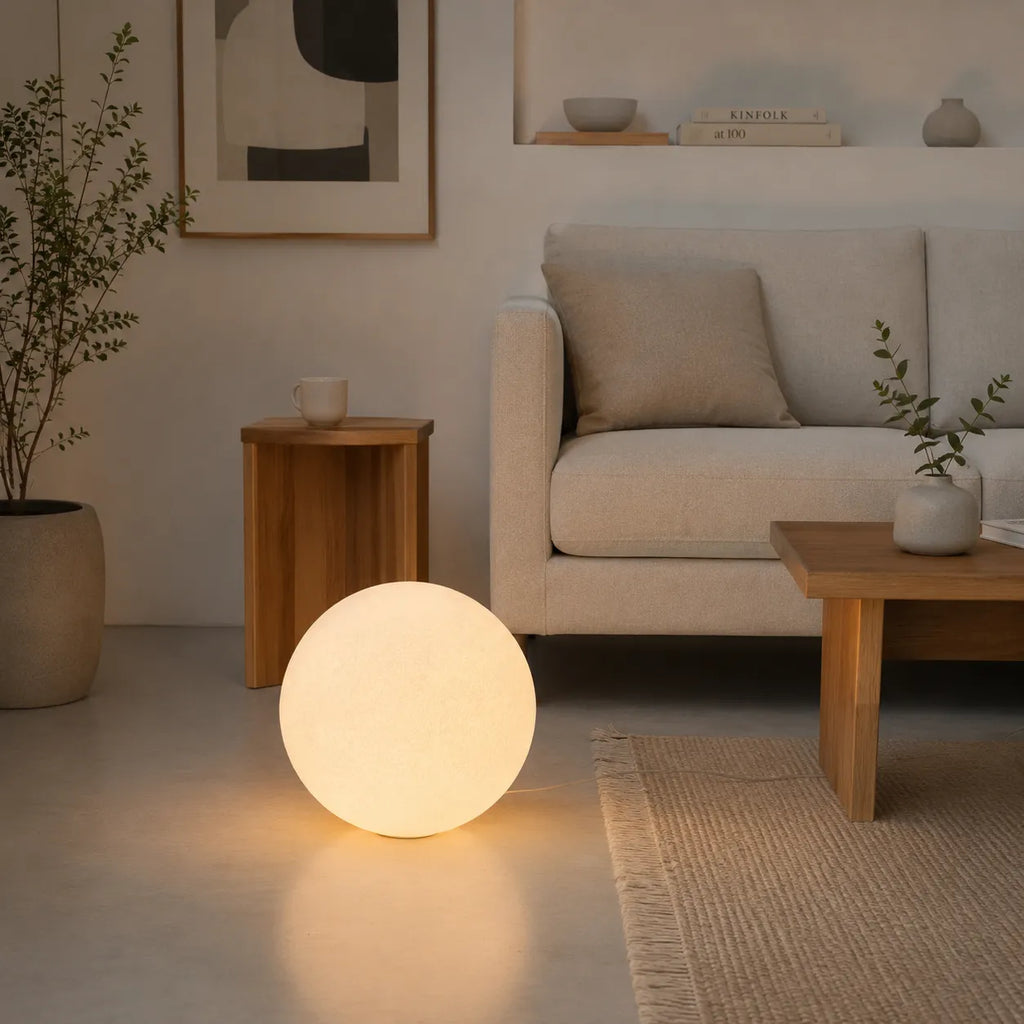 Rafael Modern Textured Resin Globe Floor Lamp