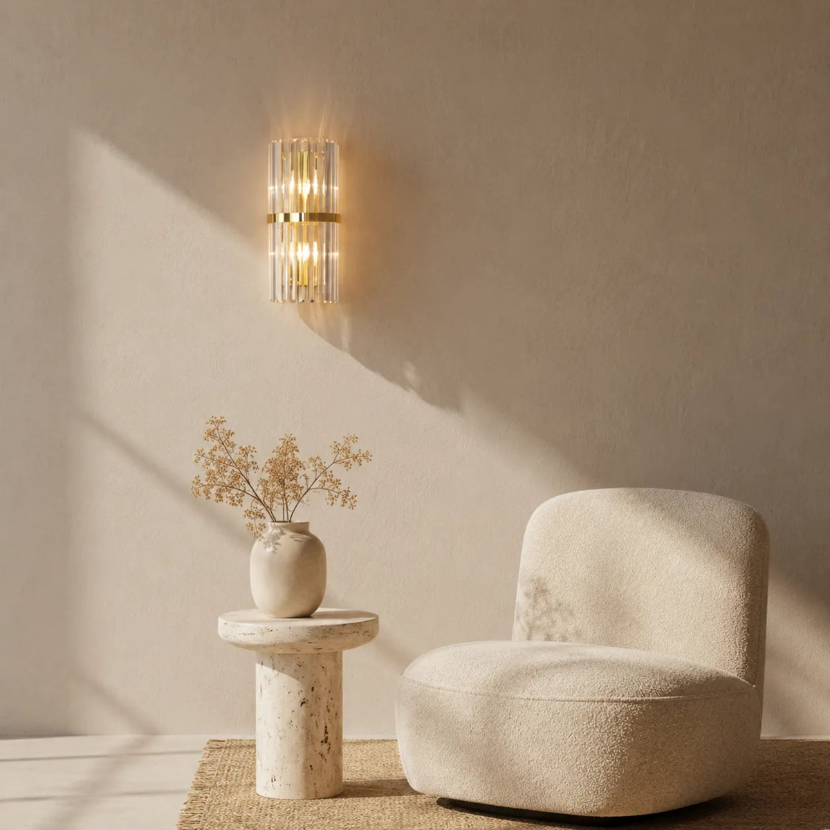 Avella Modern Stainless Steel & Crystal Wall Light