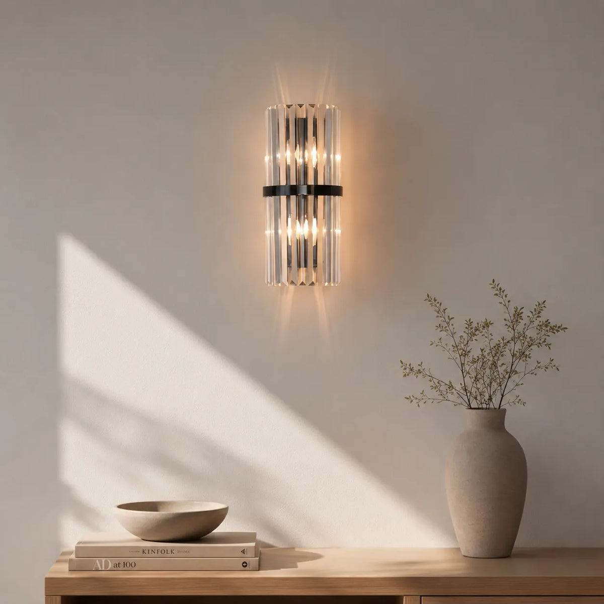 Avella Modern Stainless Steel & Crystal Wall Light