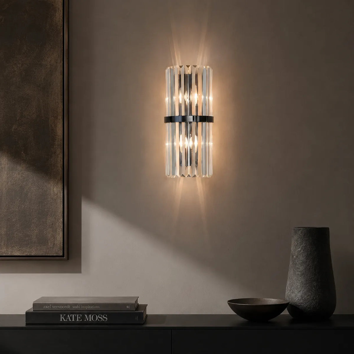 Avella Modern Stainless Steel & Crystal Wall Light