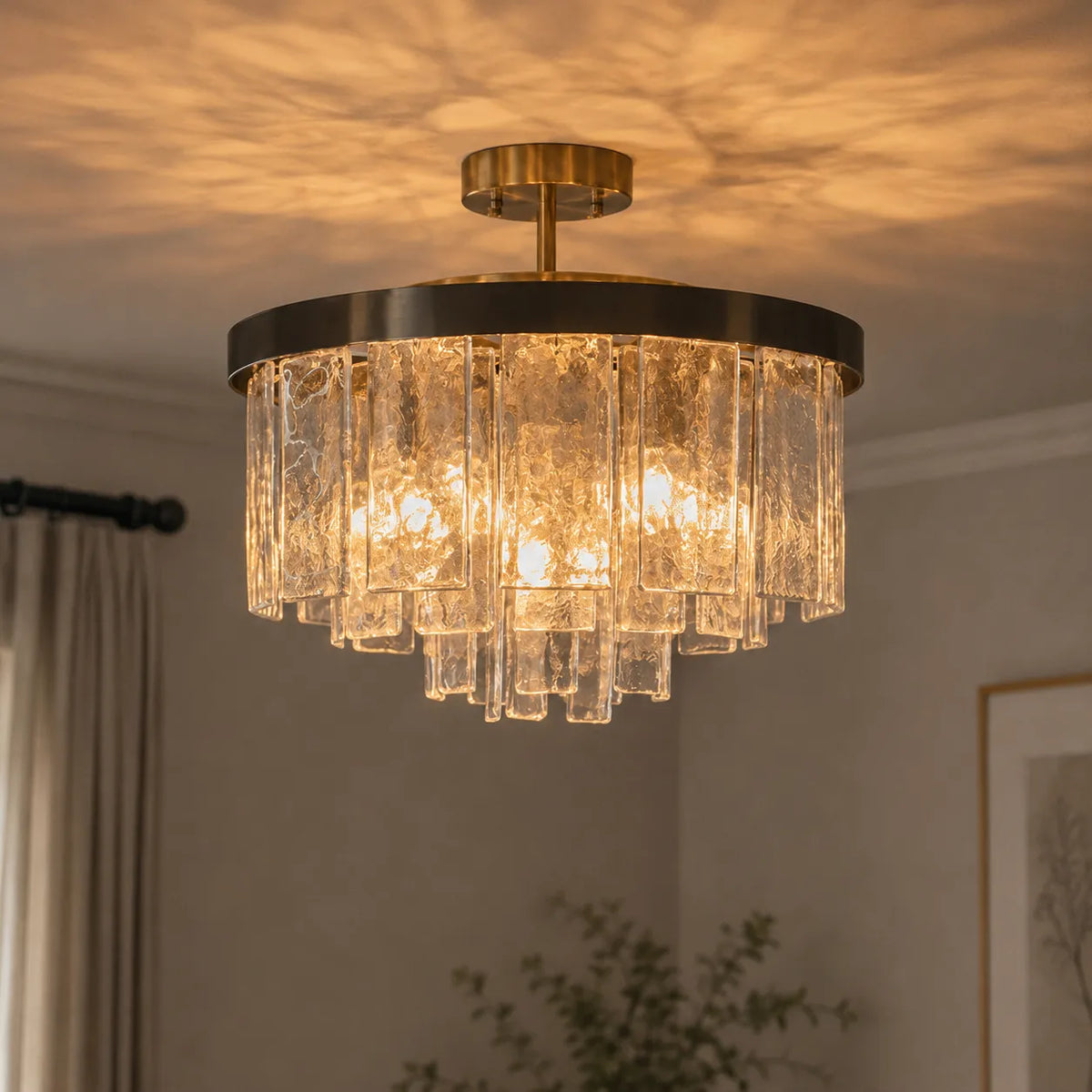 Kieran Modern 5-Light Water Glass Drum Chandelier