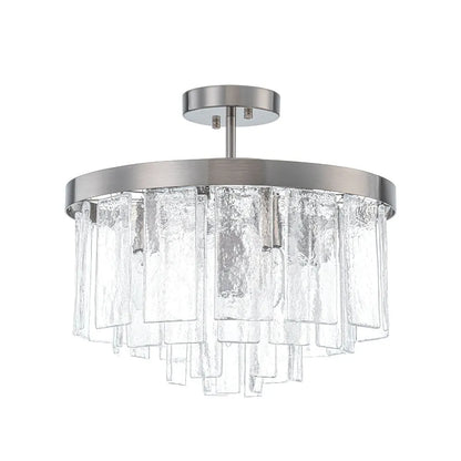 Modern Tiered Water Glass 5-Light Drum Chandelier