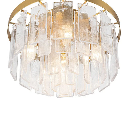 Modern Tiered Water Glass 5-Light Drum Chandelier