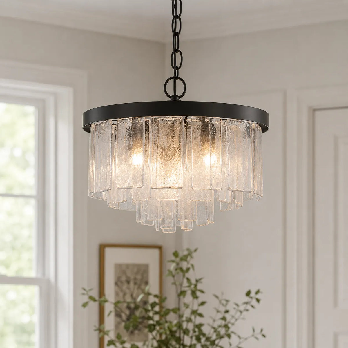 Kieran Modern 5-Light Water Glass Drum Chandelier