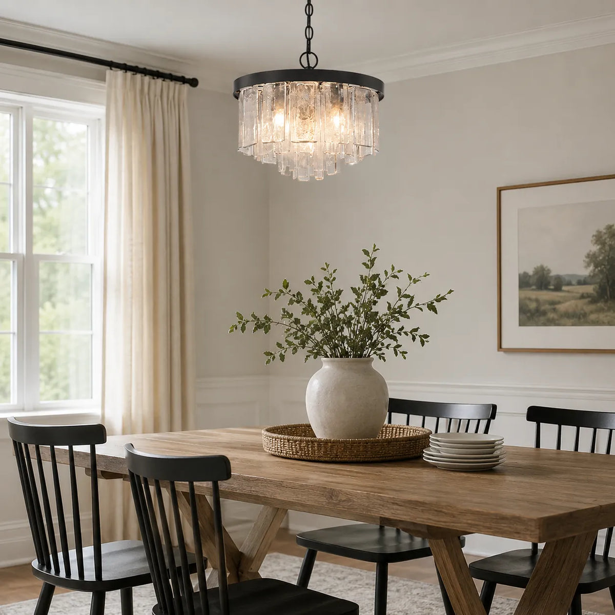 Kieran Modern 5-Light Water Glass Drum Chandelier