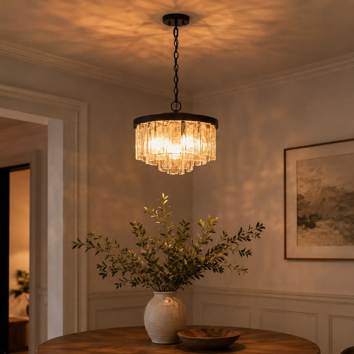 Kieran Modern 5-Light Water Glass Drum Chandelier