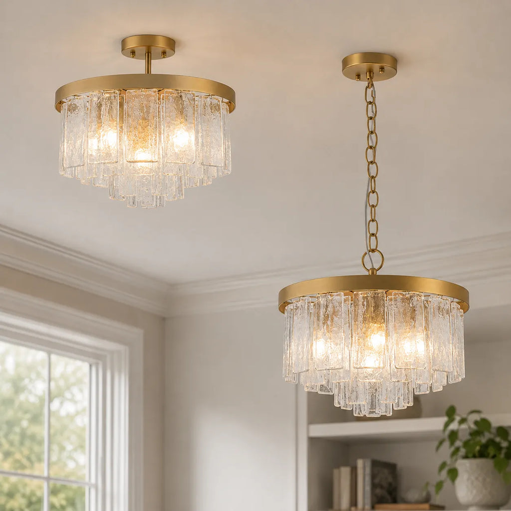Kieran Modern 5-Light Water Glass Drum Chandelier