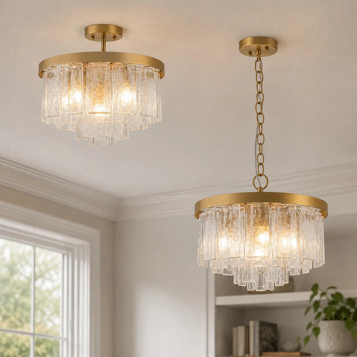 Kieran Modern 5-Light Water Glass Drum Chandelier