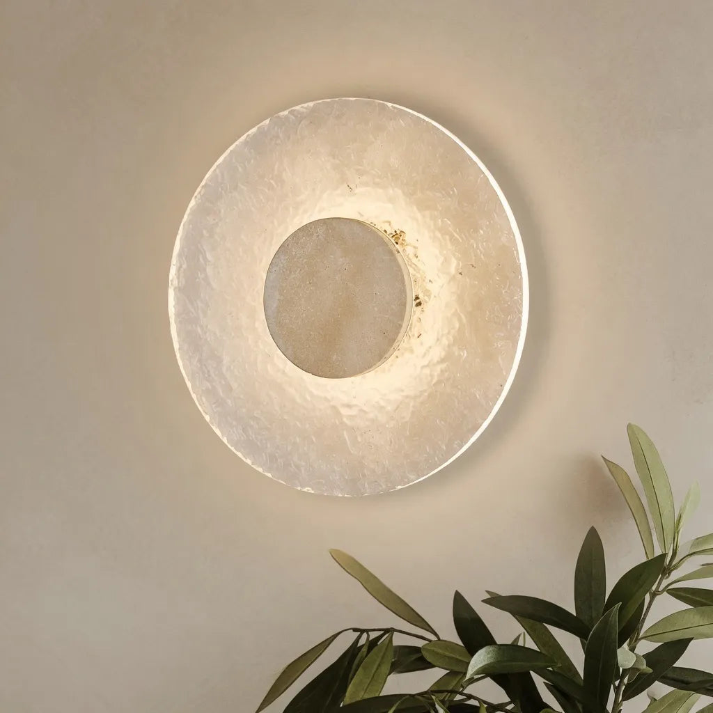 Fia Minimalist Travertine Acrylic Diffuser LED Wall Light