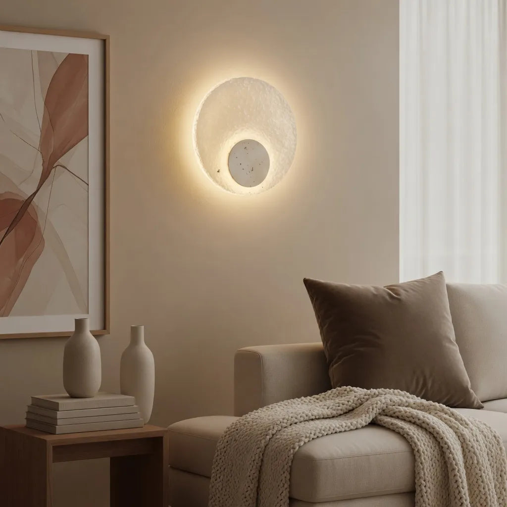 Fia Minimalist Travertine Acrylic Diffuser LED Wall Light