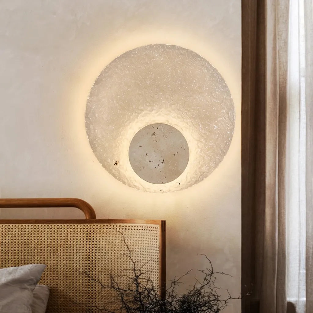 Fia Minimalist Travertine Acrylic Diffuser LED Wall Light