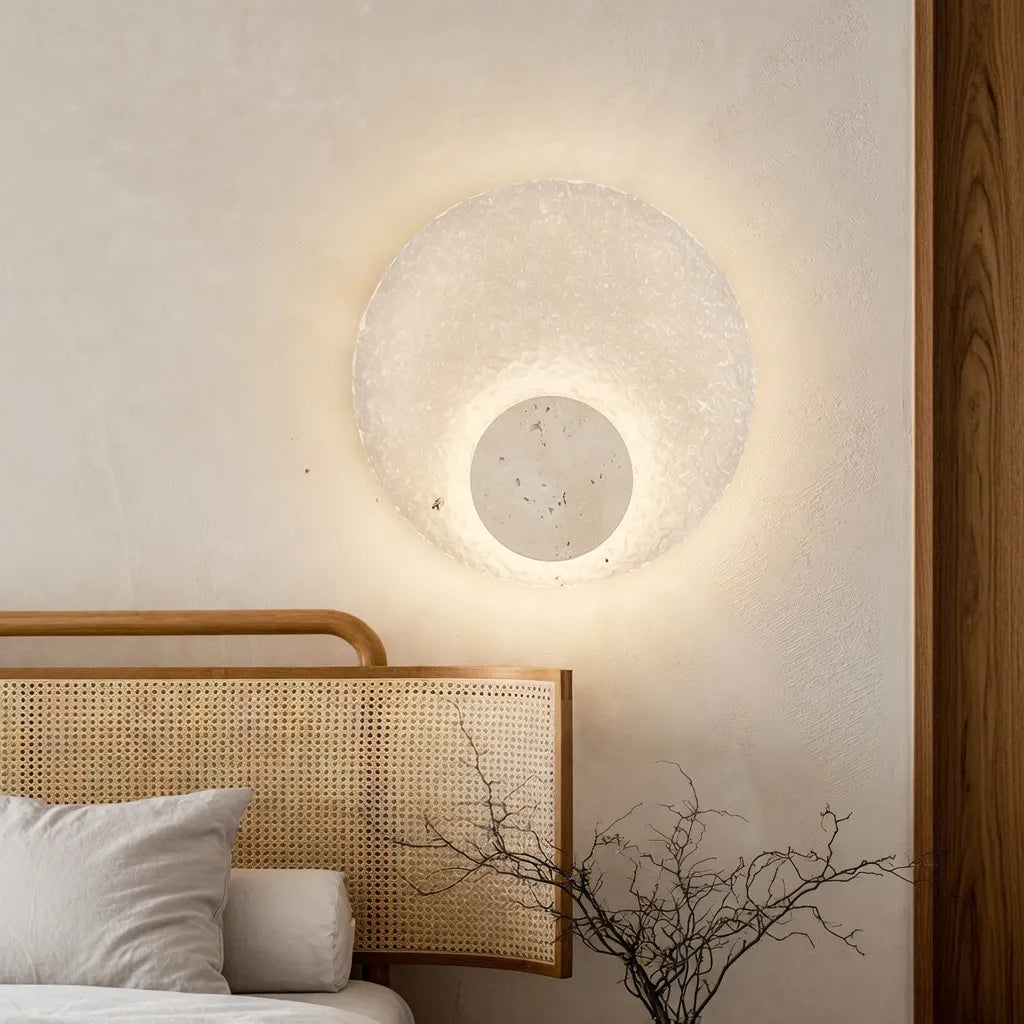 Fia Minimalist Travertine Acrylic Diffuser LED Wall Light