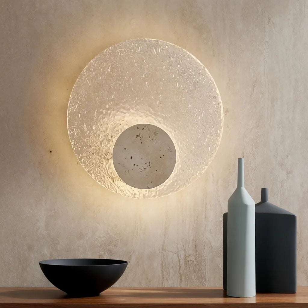 Fia Minimalist Travertine Acrylic Diffuser LED Wall Light