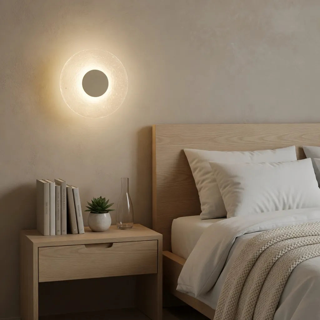 Fia Minimalist Travertine Acrylic Diffuser LED Wall Light