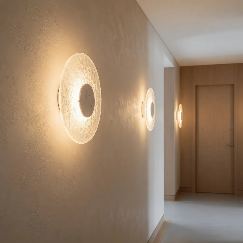 Fia Minimalist Travertine Acrylic Diffuser LED Wall Light
