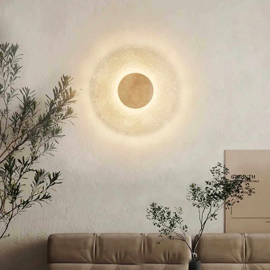 Fia Minimalist Travertine Acrylic Diffuser LED Wall Light