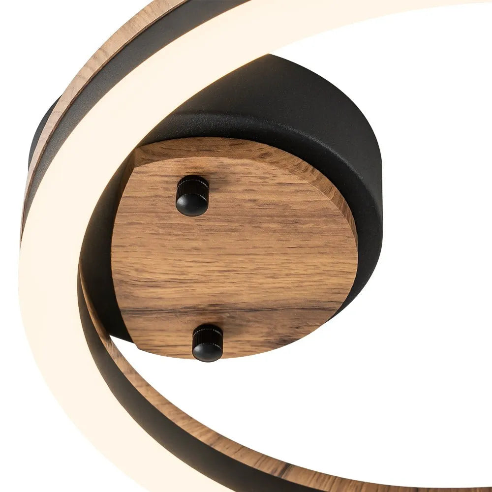 Winter Modern Wood Accent LED Ring Semi-Flush Ceiling Light