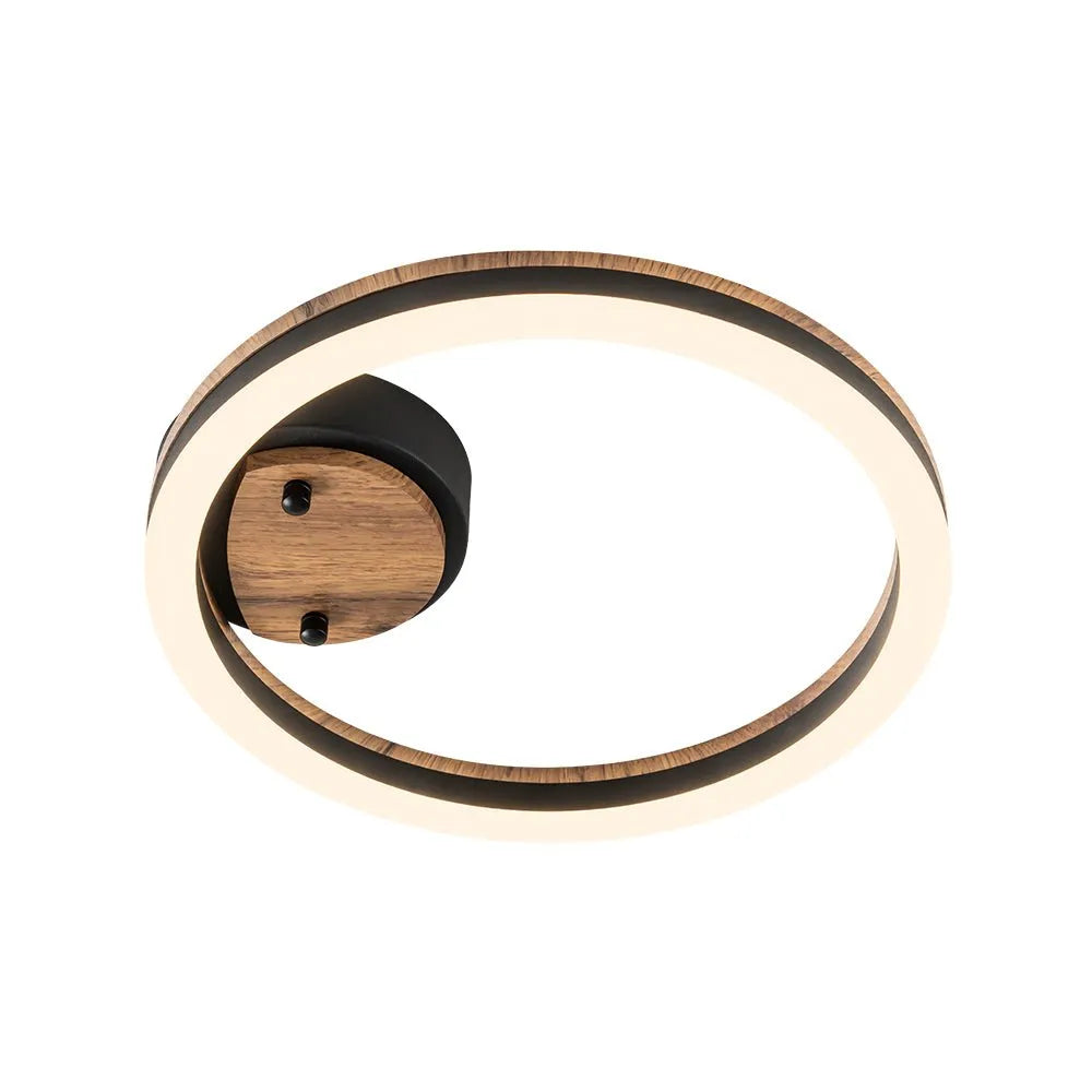 Winter Modern Wood Accent LED Ring Semi-Flush Ceiling Light