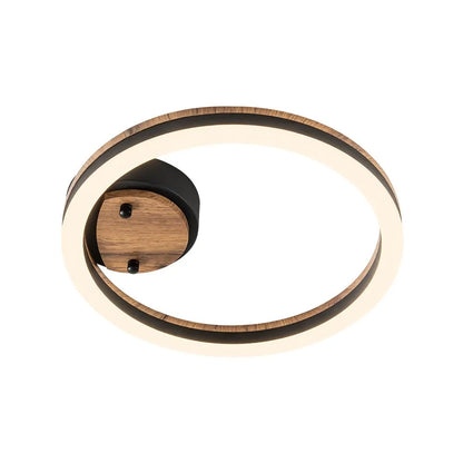 Modern Wood Grain LED Ring Semi-Flush Ceiling Light