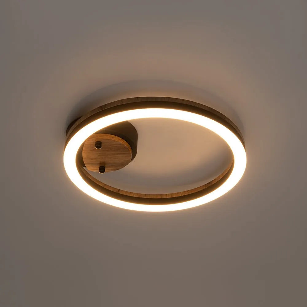 Winter Modern Wood Accent LED Ring Semi-Flush Ceiling Light
