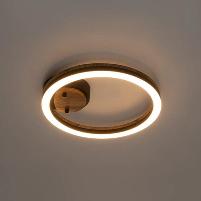 Modern Wood Grain LED Ring Semi-Flush Ceiling Light