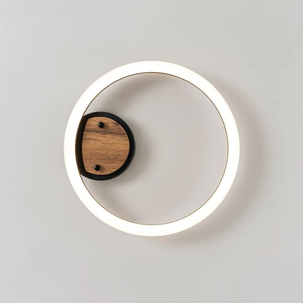 Winter Modern Wood Accent LED Ring Semi-Flush Ceiling Light