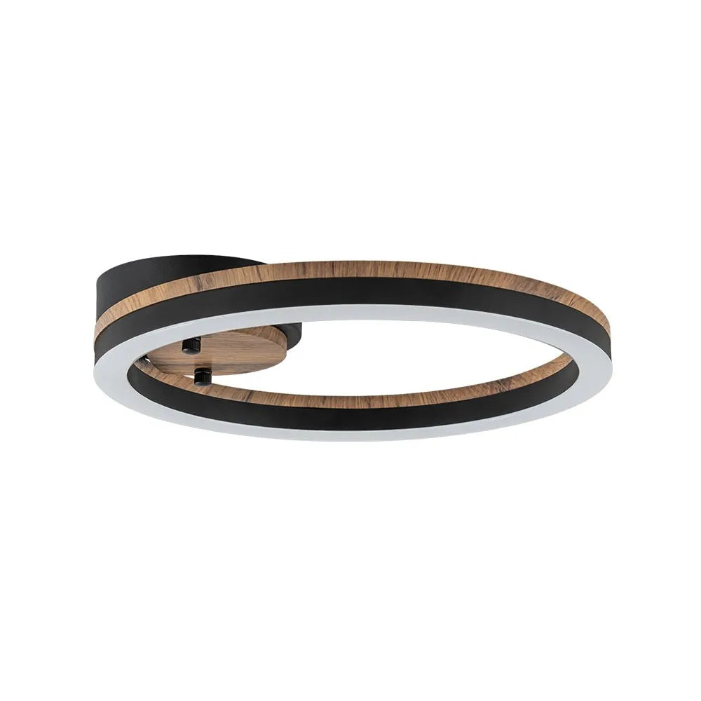 Winter Modern Wood Accent LED Ring Semi-Flush Ceiling Light