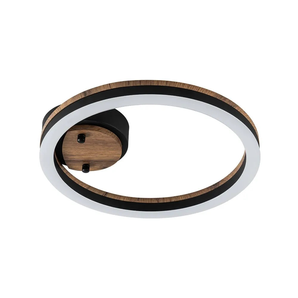 Winter Modern Wood Accent LED Ring Semi-Flush Ceiling Light