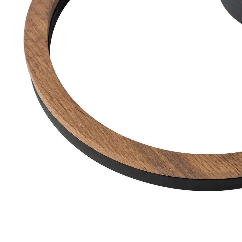 Winter Modern Wood Accent LED Ring Semi-Flush Ceiling Light