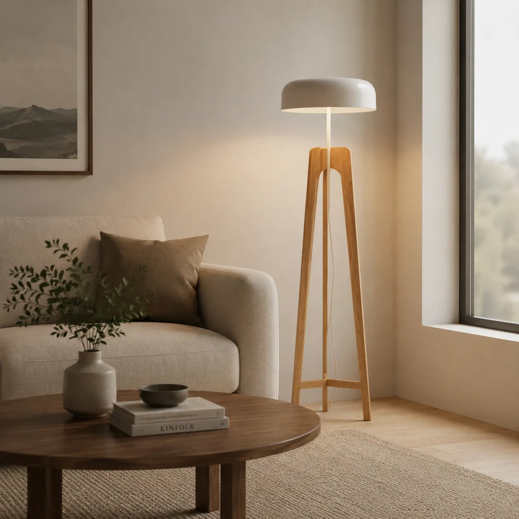Avaen Modern Ash Wood Tripod Floor Lamp