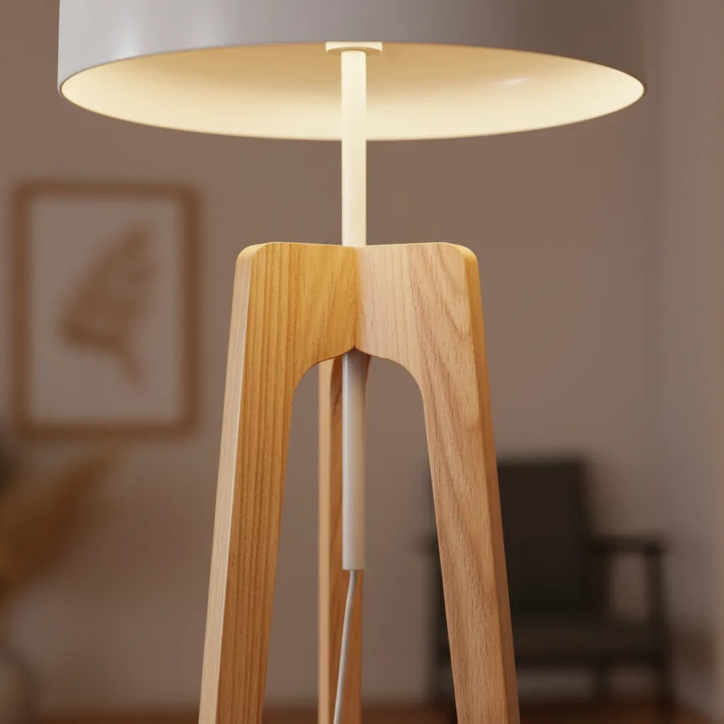 Avaen Modern Ash Wood Tripod Floor Lamp