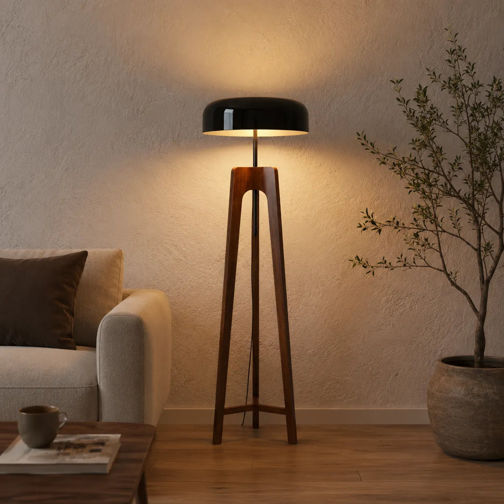 Avaen Modern Ash Wood Tripod Floor Lamp