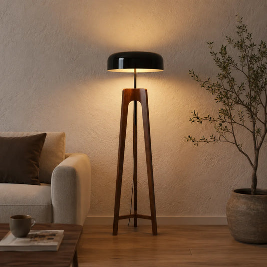 Avaen Modern Ash Wood Tripod Floor Lamp