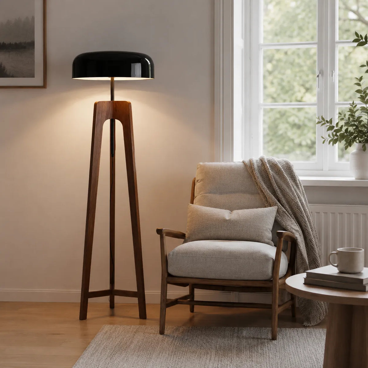 Avaen Modern Ash Wood Tripod Floor Lamp