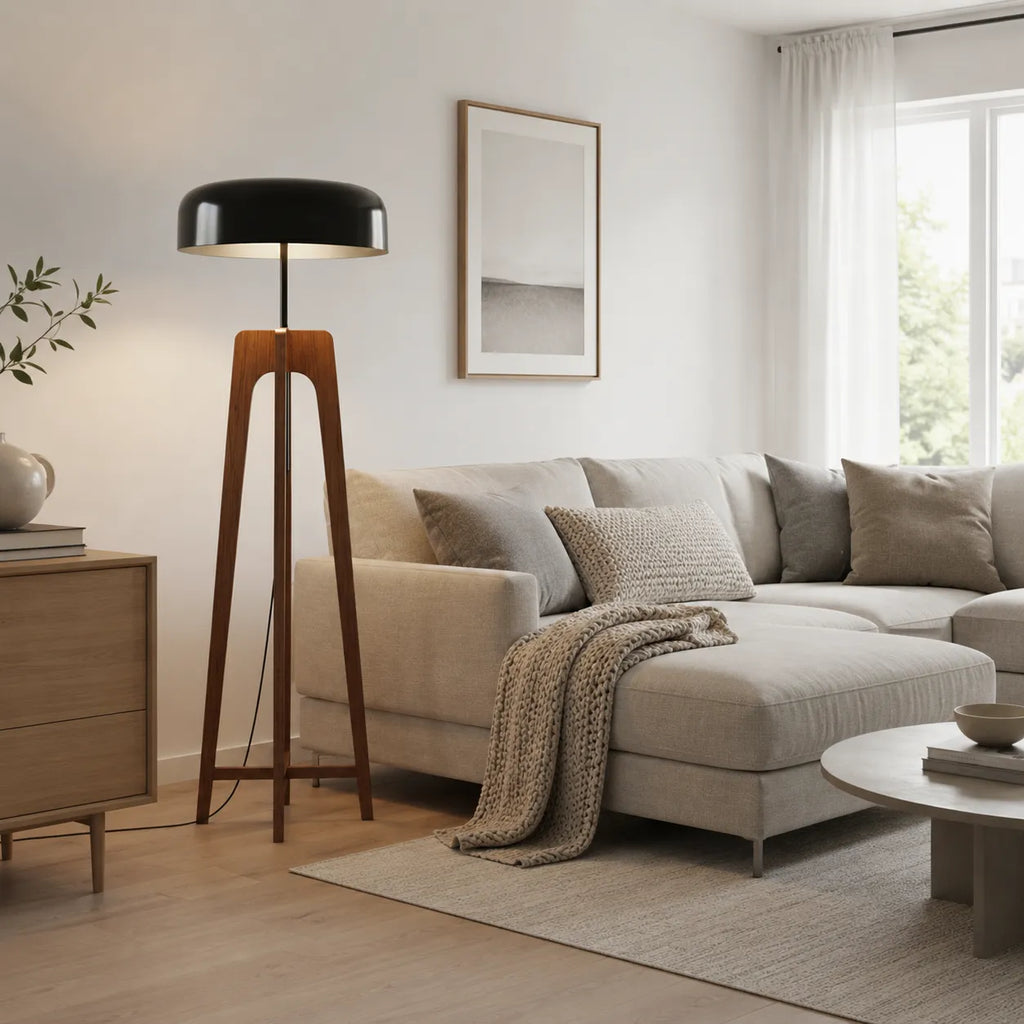 Avaen Modern Ash Wood Tripod Floor Lamp