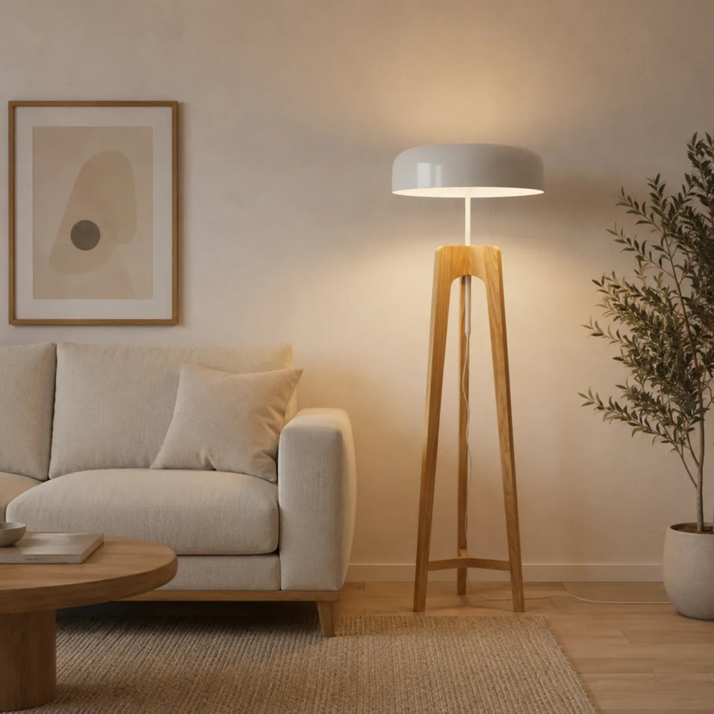 Avaen Modern Ash Wood Tripod Floor Lamp