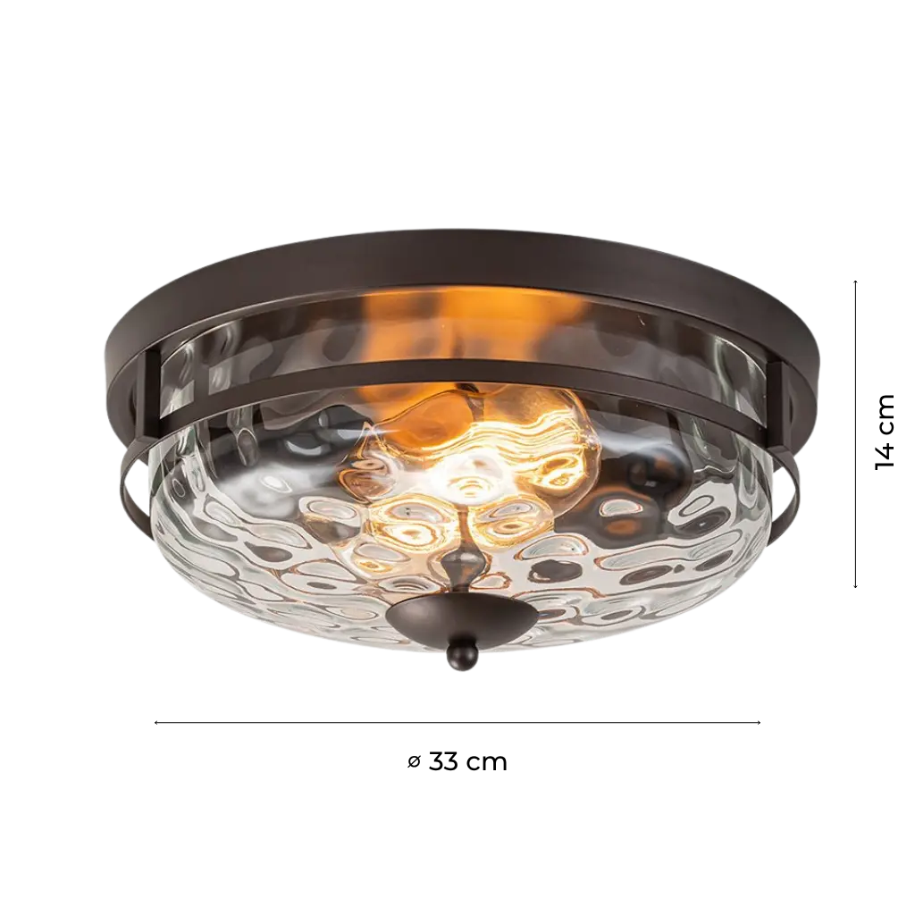 Modern Farmhouse Hammered Glass Flush Mount Ceiling Light