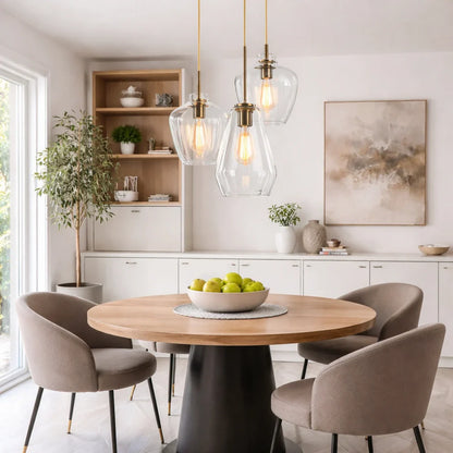 Modern Geometric Glass Pendant with Clear Shades