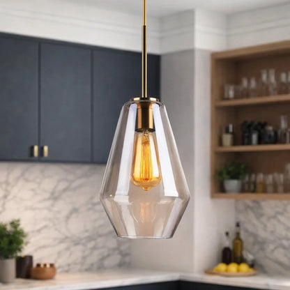 Modern Geometric Glass Pendant with Clear Shades