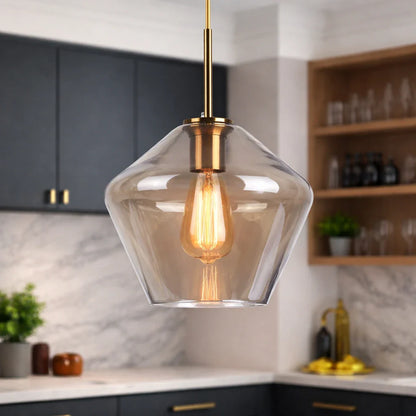 Modern Geometric Glass Pendant with Clear Shades
