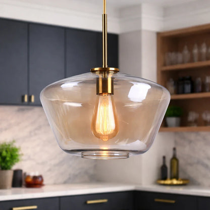 Modern Geometric Glass Pendant with Clear Shades