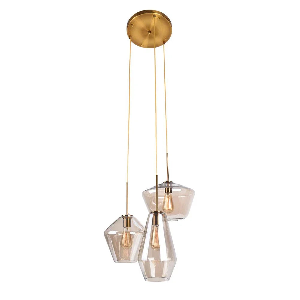 Modern Geometric Glass Pendant with Clear Shades