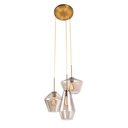 Modern Geometric Glass Pendant with Clear Shades